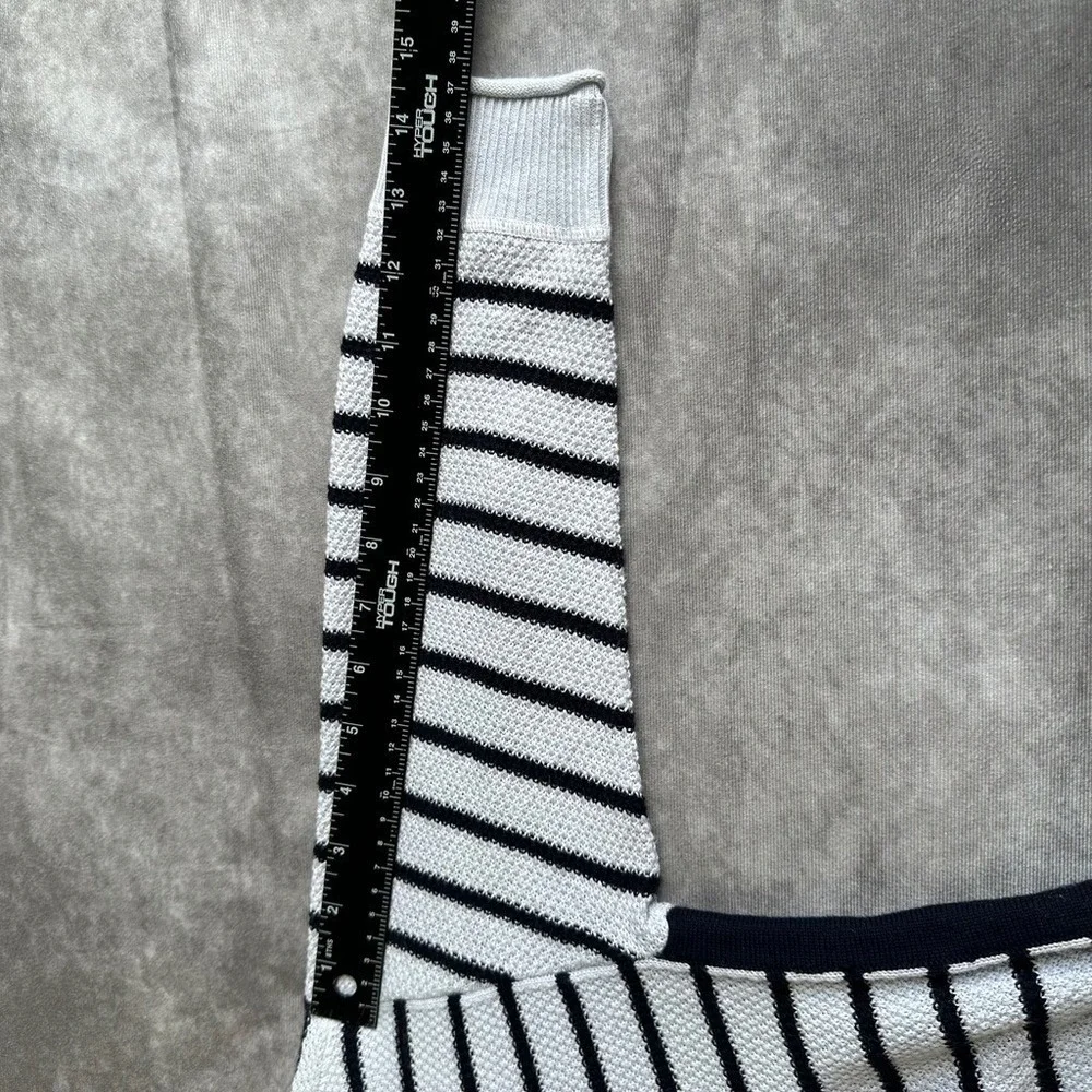 T by Talbots Sweater Womens XS Blue White Striped Colorblock Knit Pullover - Picture 8 of 11